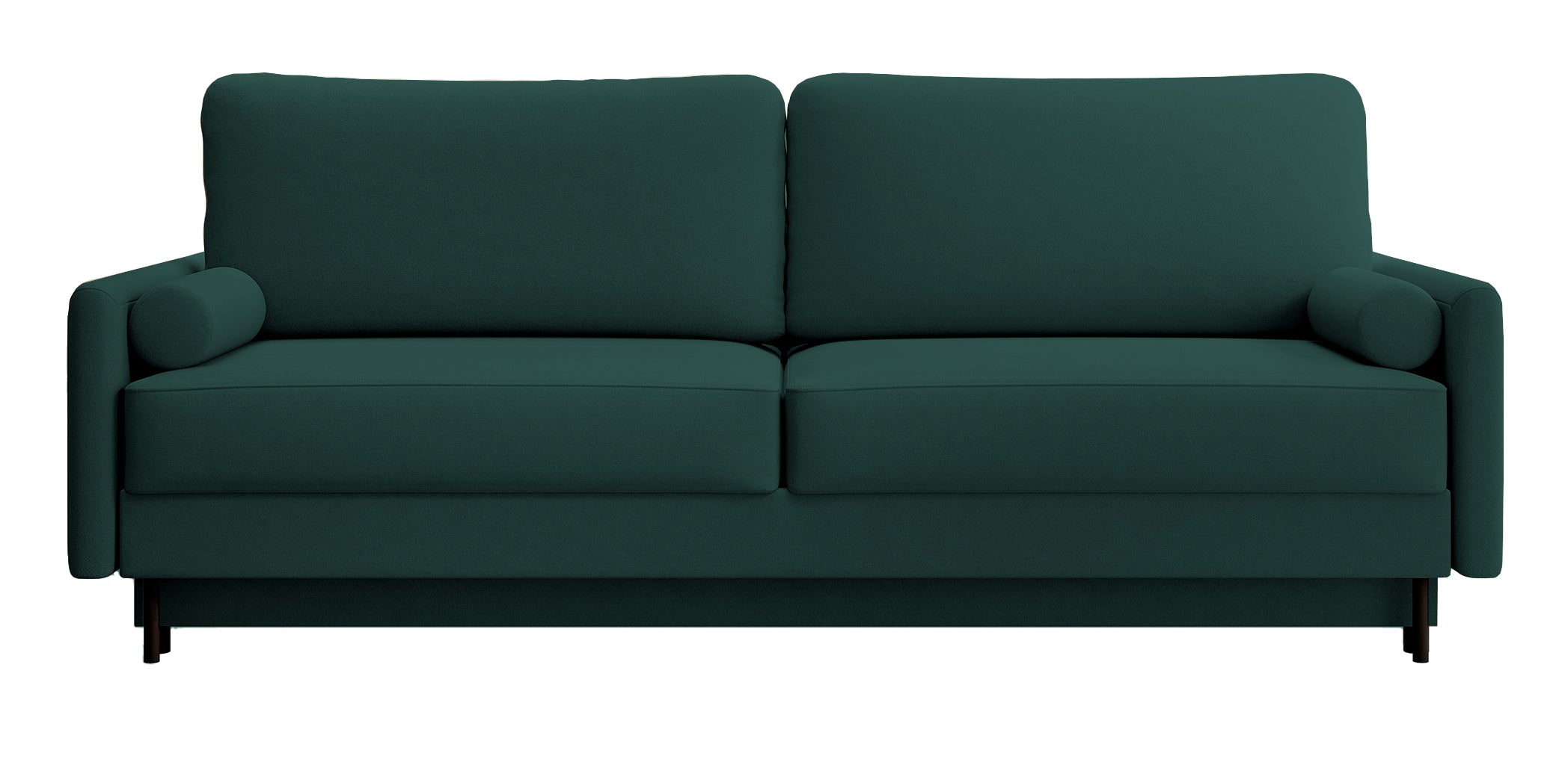 Dreisitziges ausklappbares Sofa Tomonde mit Stauraum, smaragdgrüner Velours, pflegeleicht
