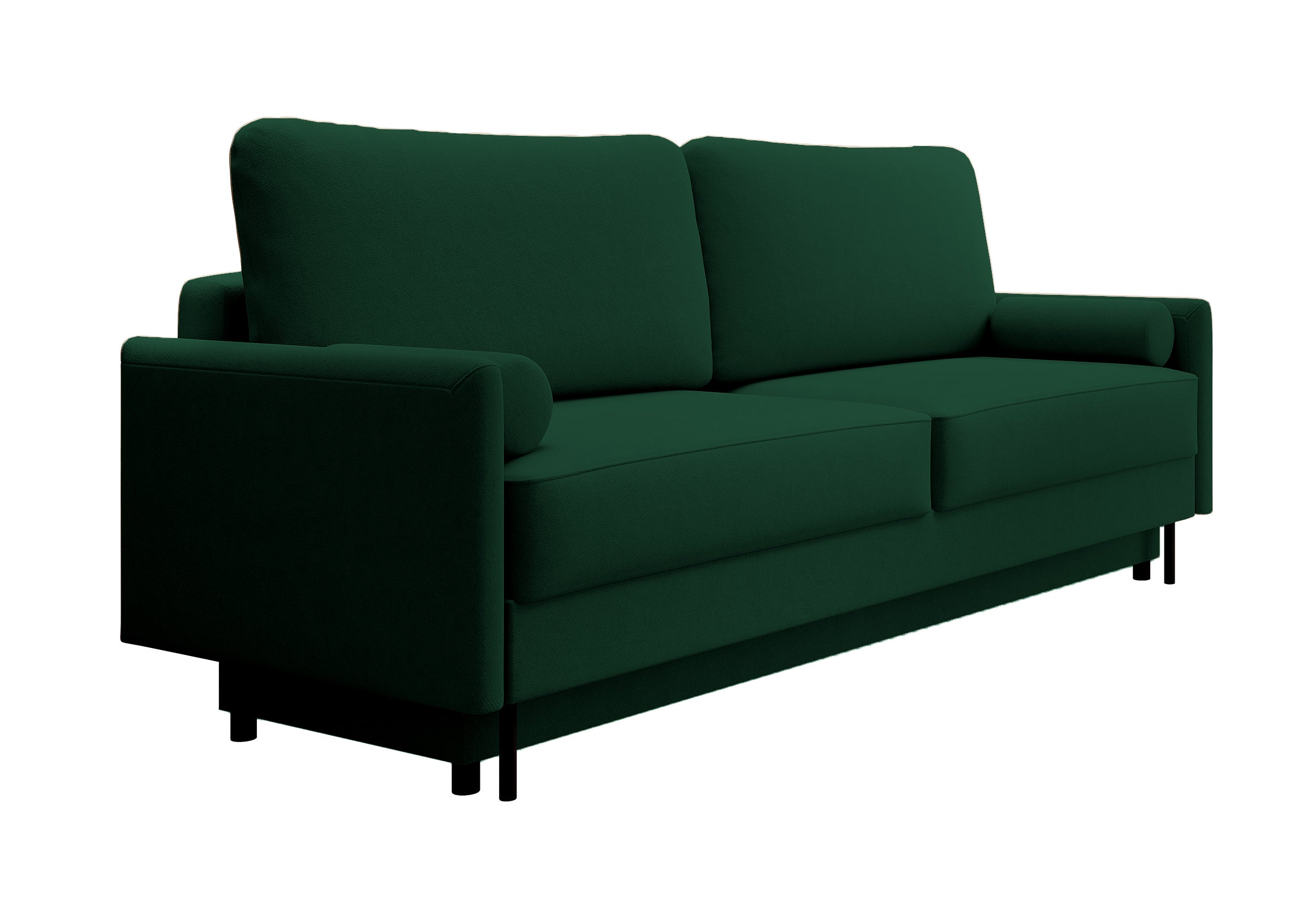 Dreisitziges Schlafsofa Tomonde mit Stauraum, Flaschengrün, Velours, pflegeleicht