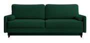 Dreisitziges Schlafsofa Tomonde mit Stauraum, Flaschengrün, Velours, pflegeleicht