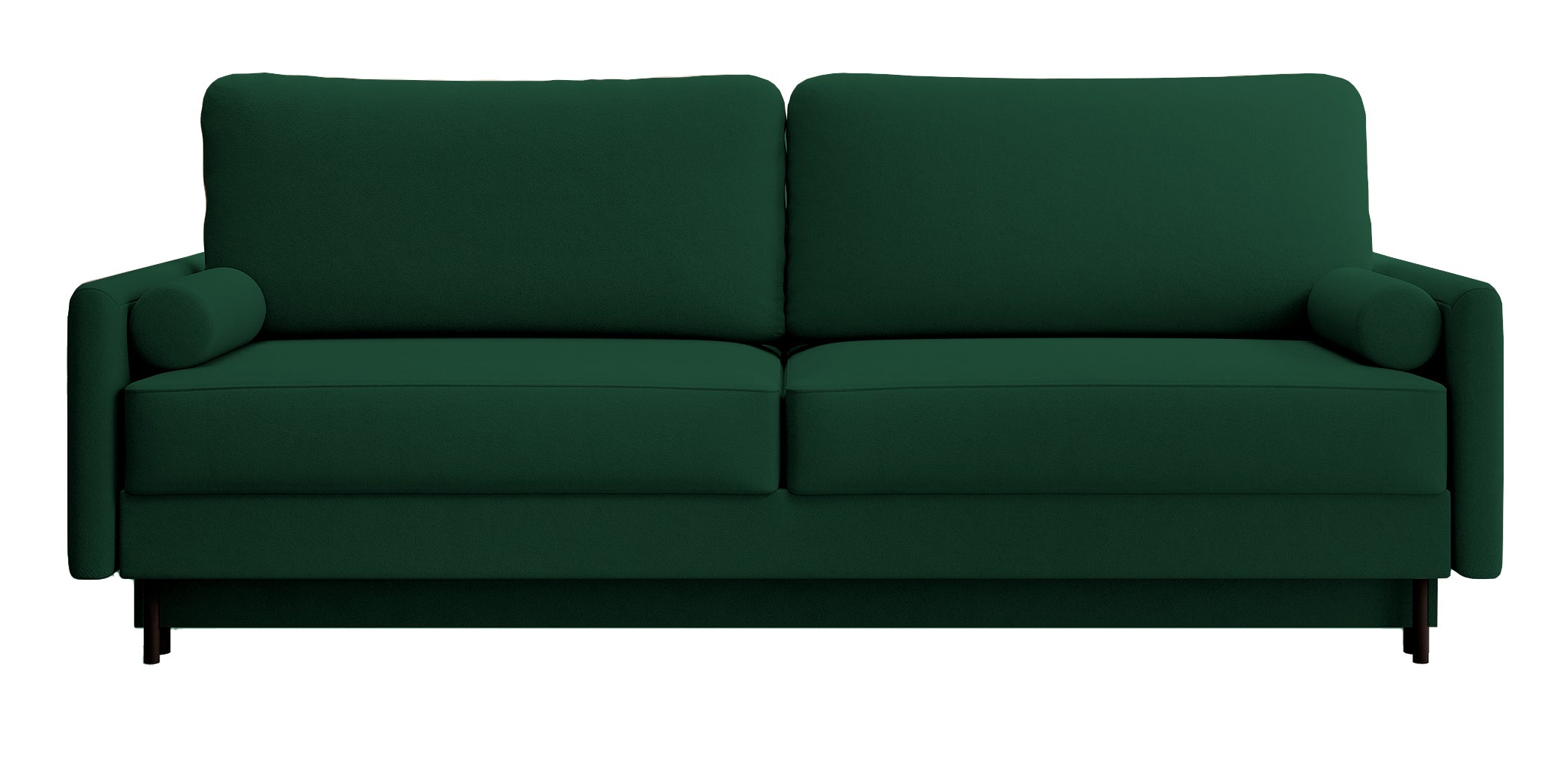 Dreisitziges Schlafsofa Tomonde mit Stauraum, Flaschengrün, Velours, pflegeleicht