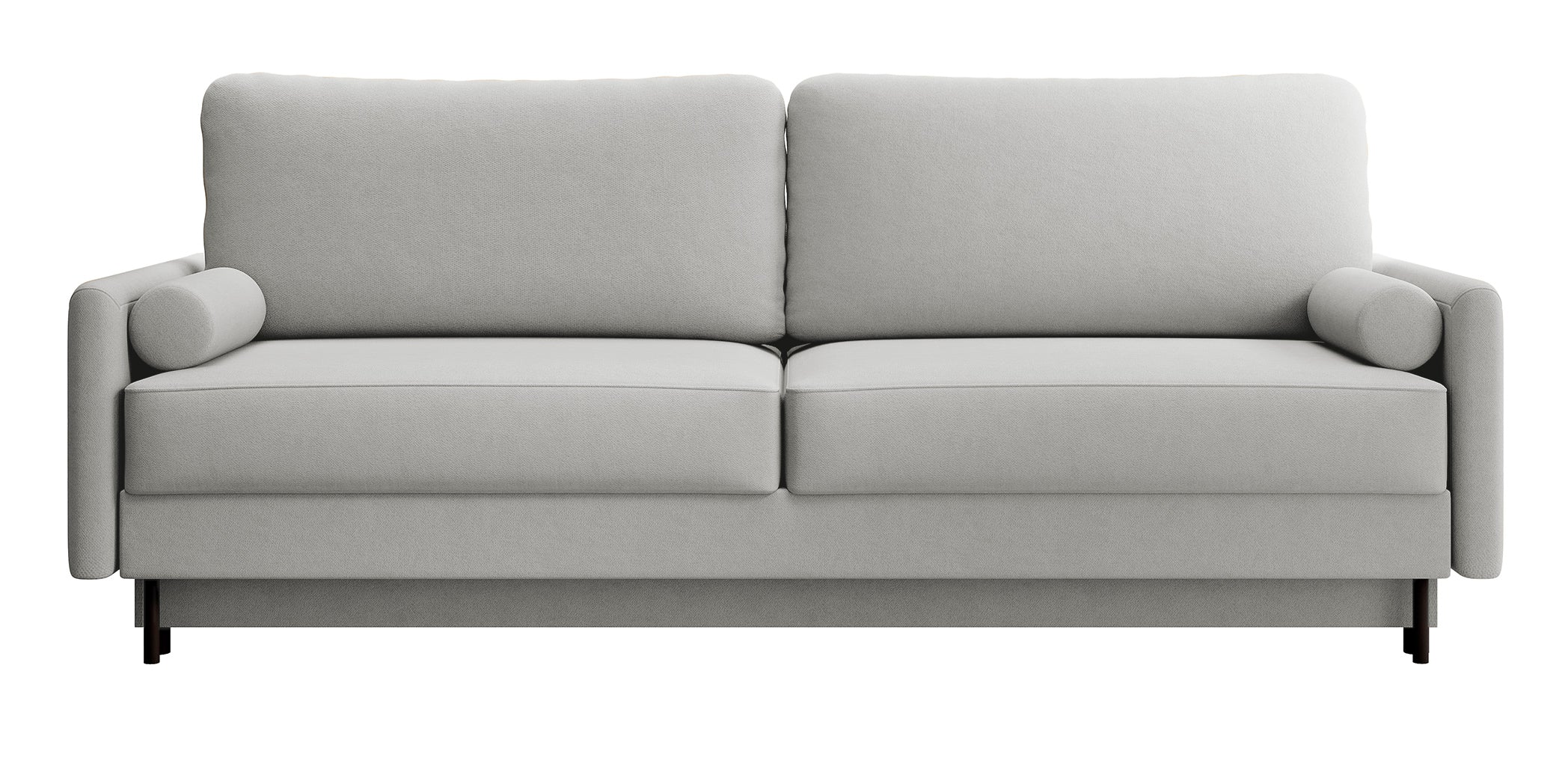 Dreisitziges Schlafsofa Tomonde mit Stauraum, hellgrauer, pflegeleichter Samtvelours