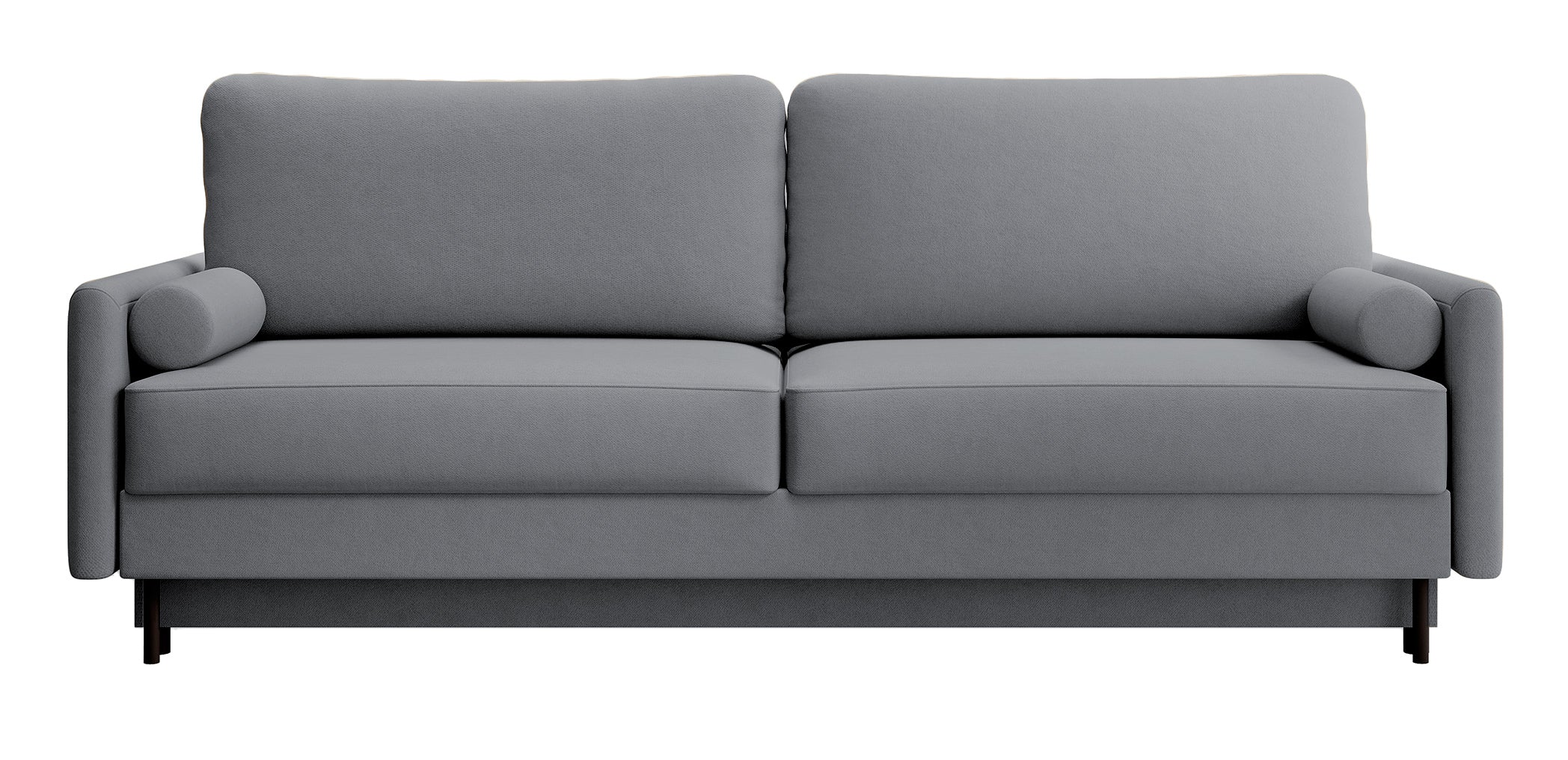 Dreisitziges ausklappbares Sofa Tomonde mit Stauraum, dunkelgrauer, pflegeleichter Samtstoff