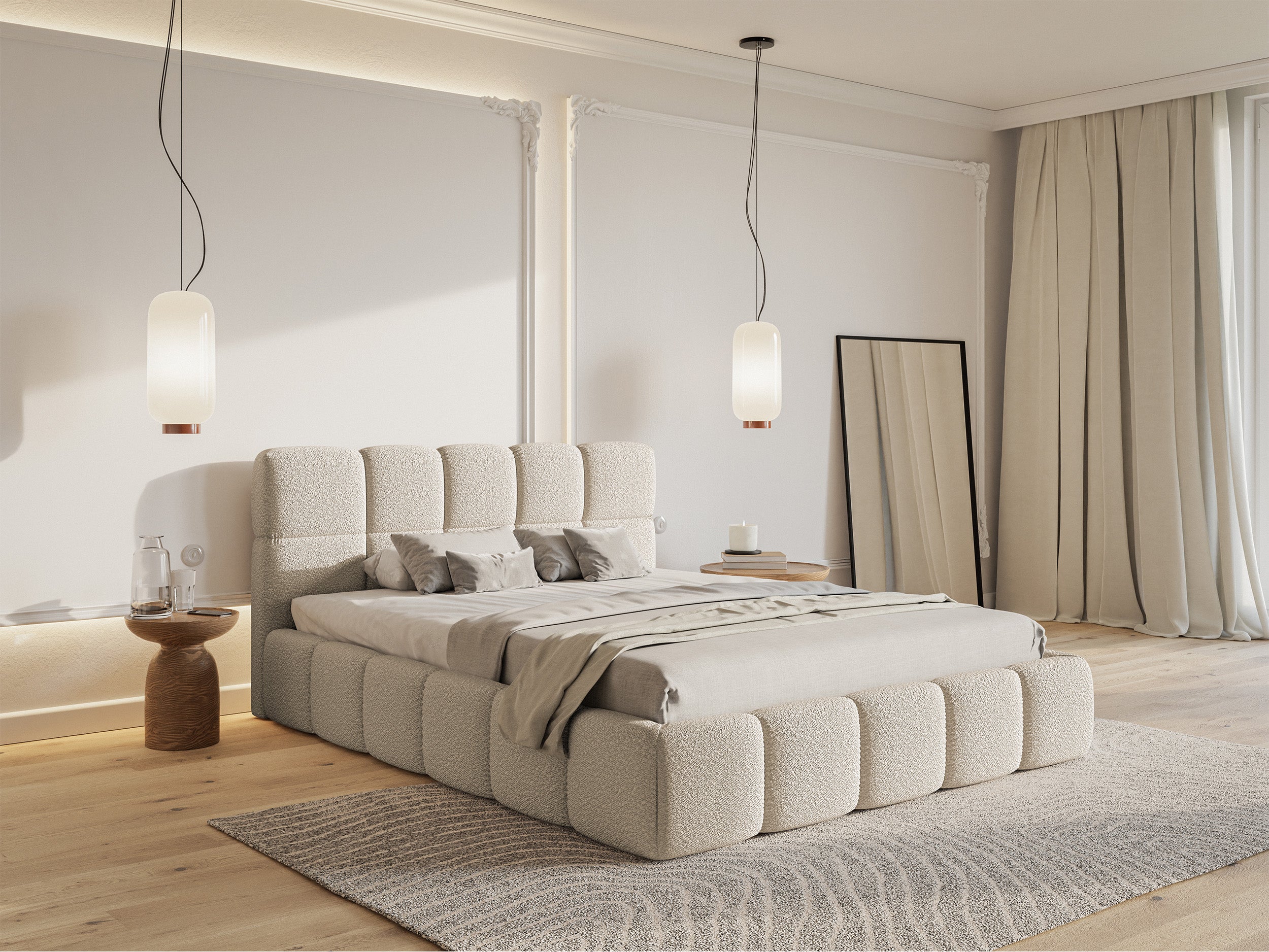 Polsterbett 120x200 cm Cloudy hellbeige Bouclé