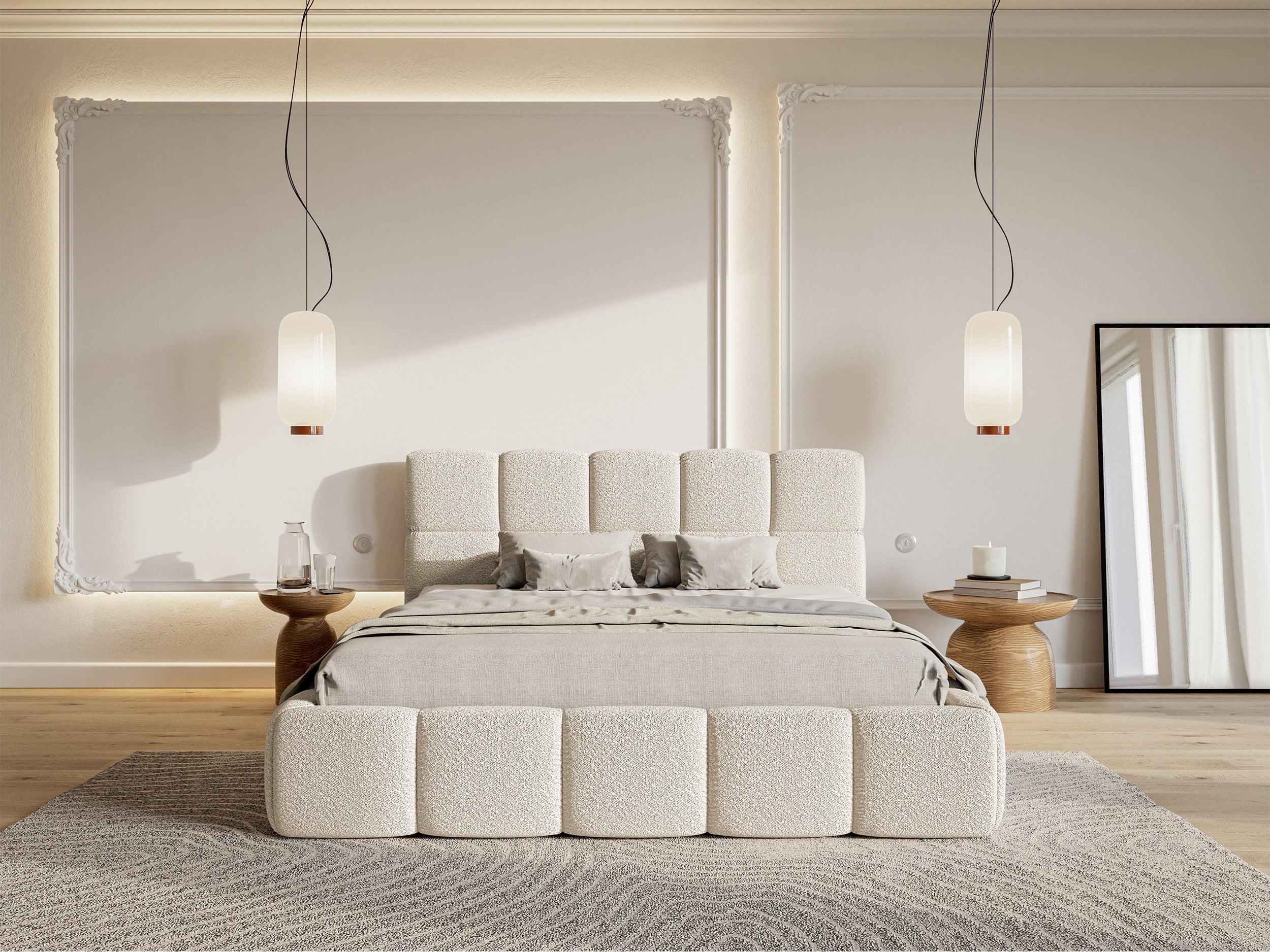 Polsterbett 120x200 cm Cloudy hellbeige Bouclé