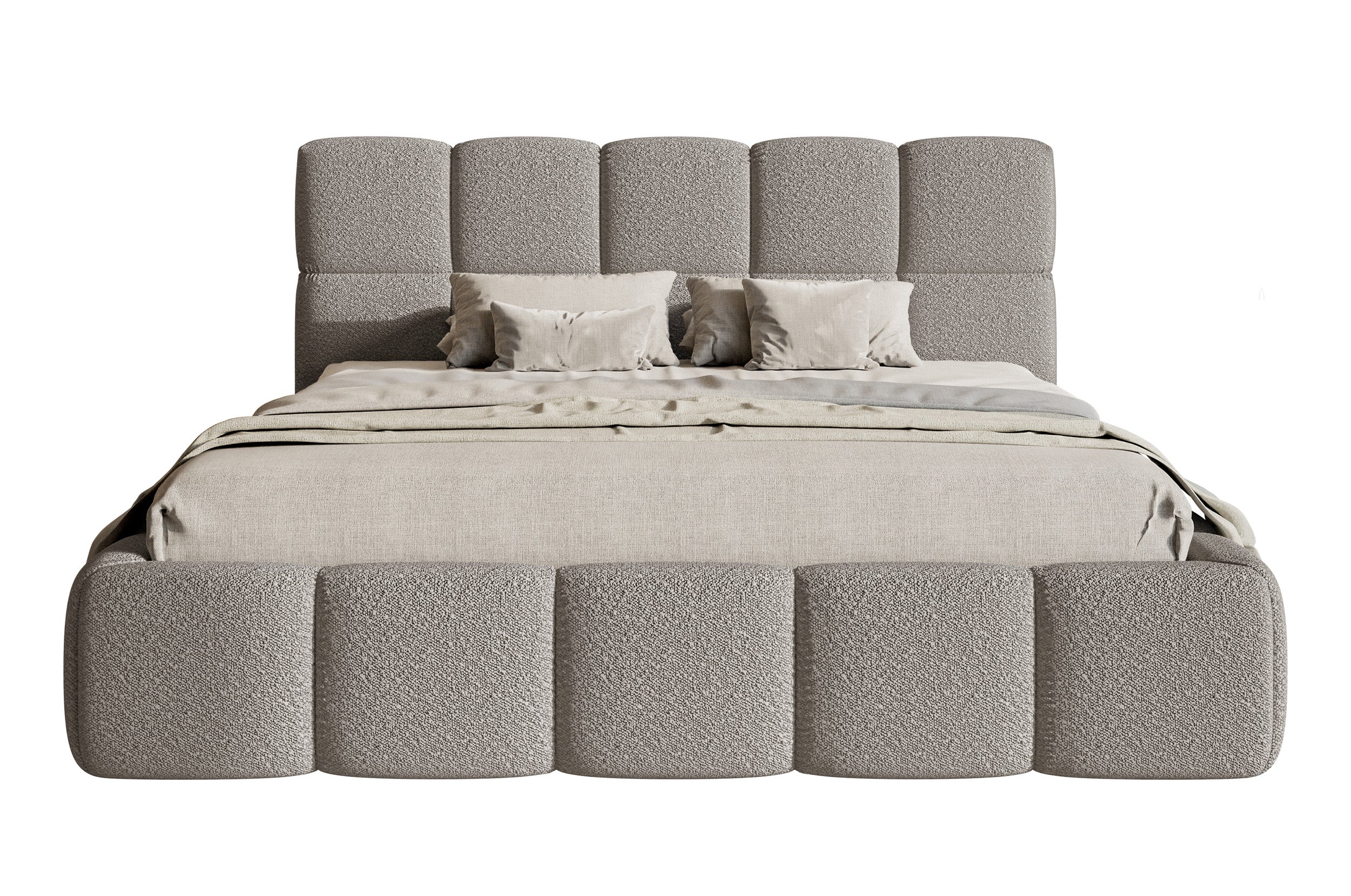 Gepolstertes Bett 120x200 cm Cloudy in grauem Bouclé
