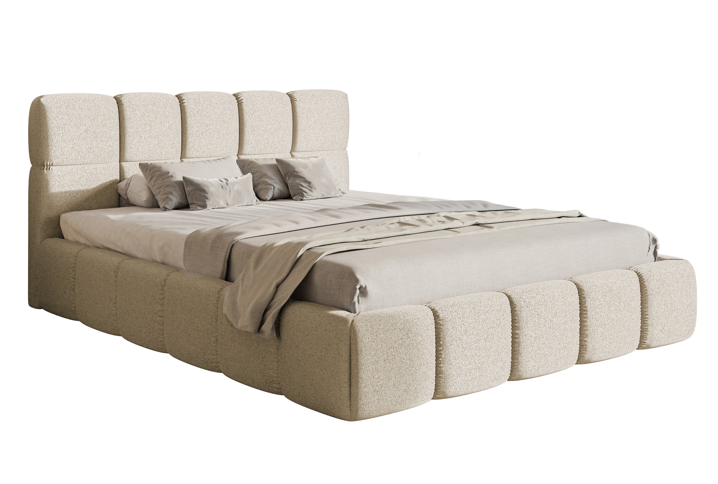 Polsterbett 120x200 cm Cloudy hellbeige Chenille wasserabweisend