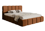 Gepolstertes Bett 120x200 cm Cloudy mit Stauraum, Metallrahmen, kupferfarbenes Chenille, hydrophob