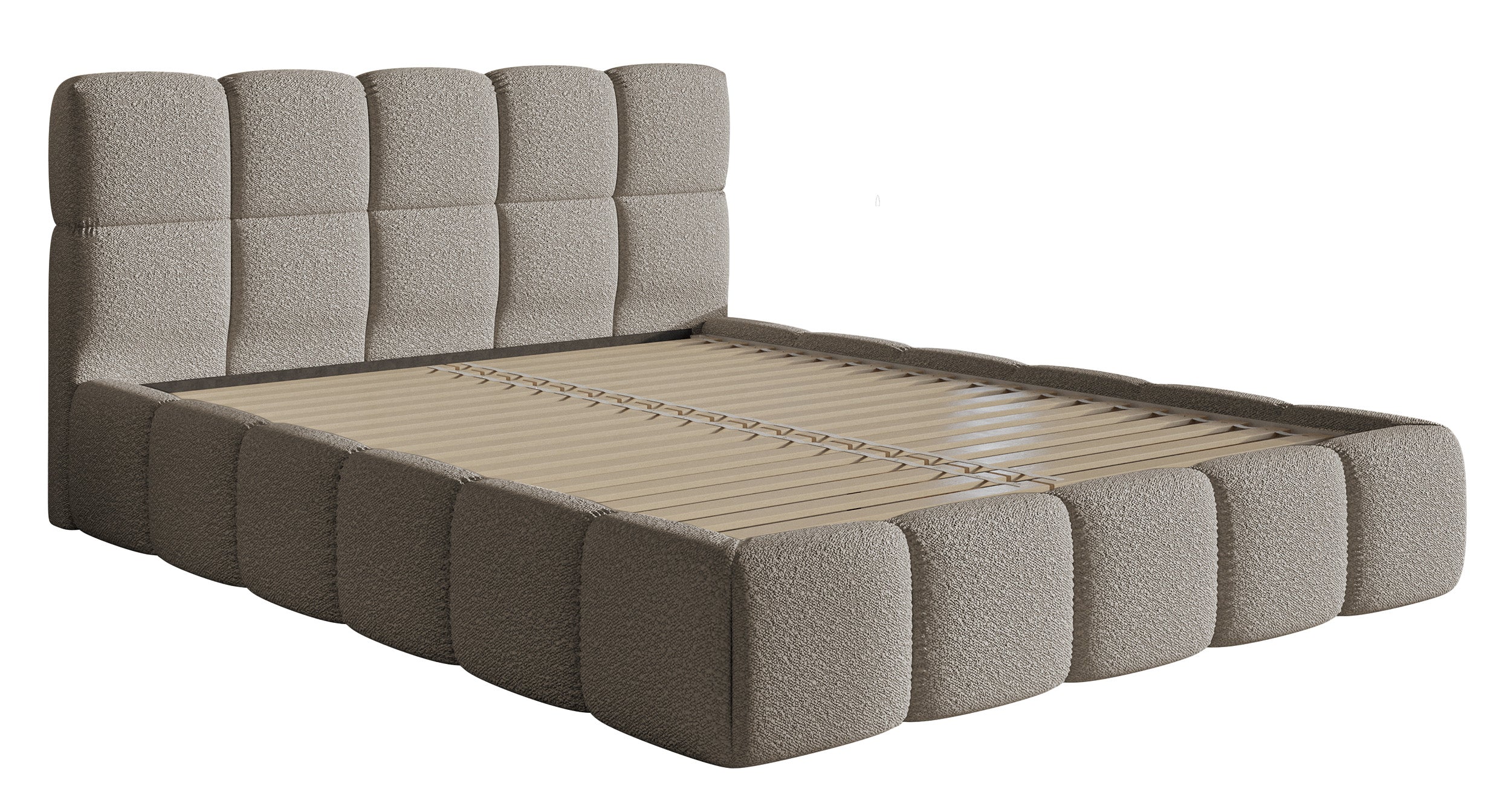 Gepolstertes Bett 120x200 cm Cloudy in grauem Bouclé