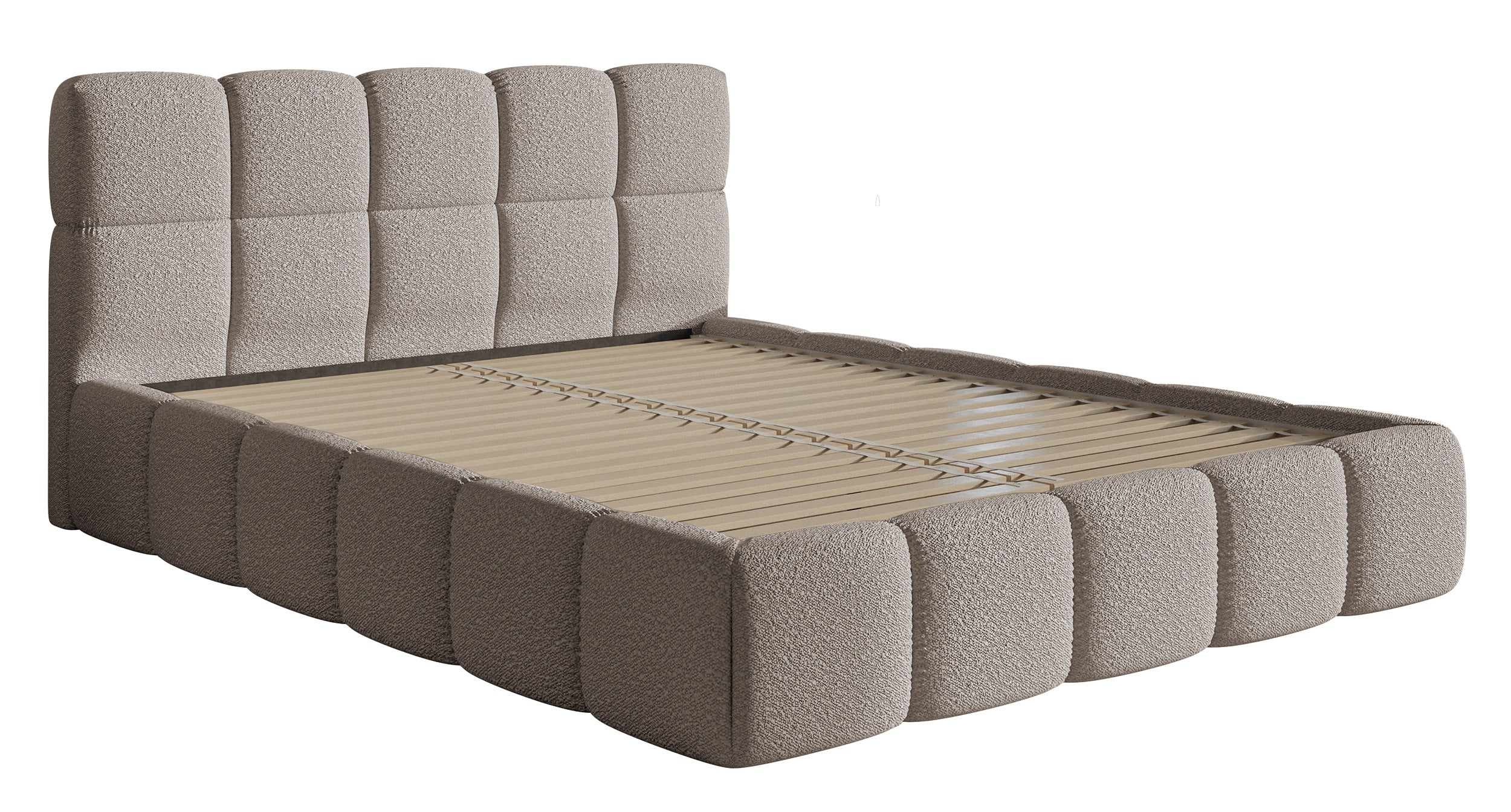 Gepolstertes Bett 120x200 cm Cloudy hellgrauer Bouclé