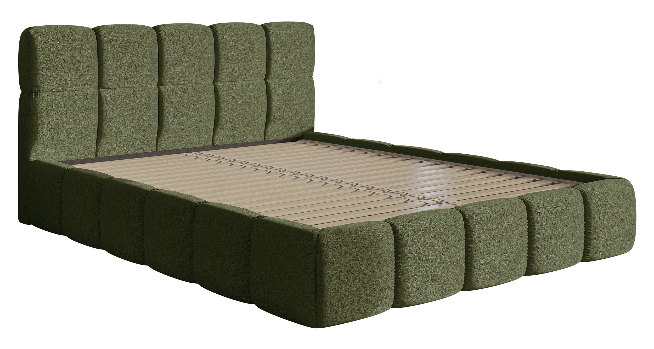 Gepolstertes Bett 120x200 cm Cloudy olivgrüner hydrophober Chenille-Stoff