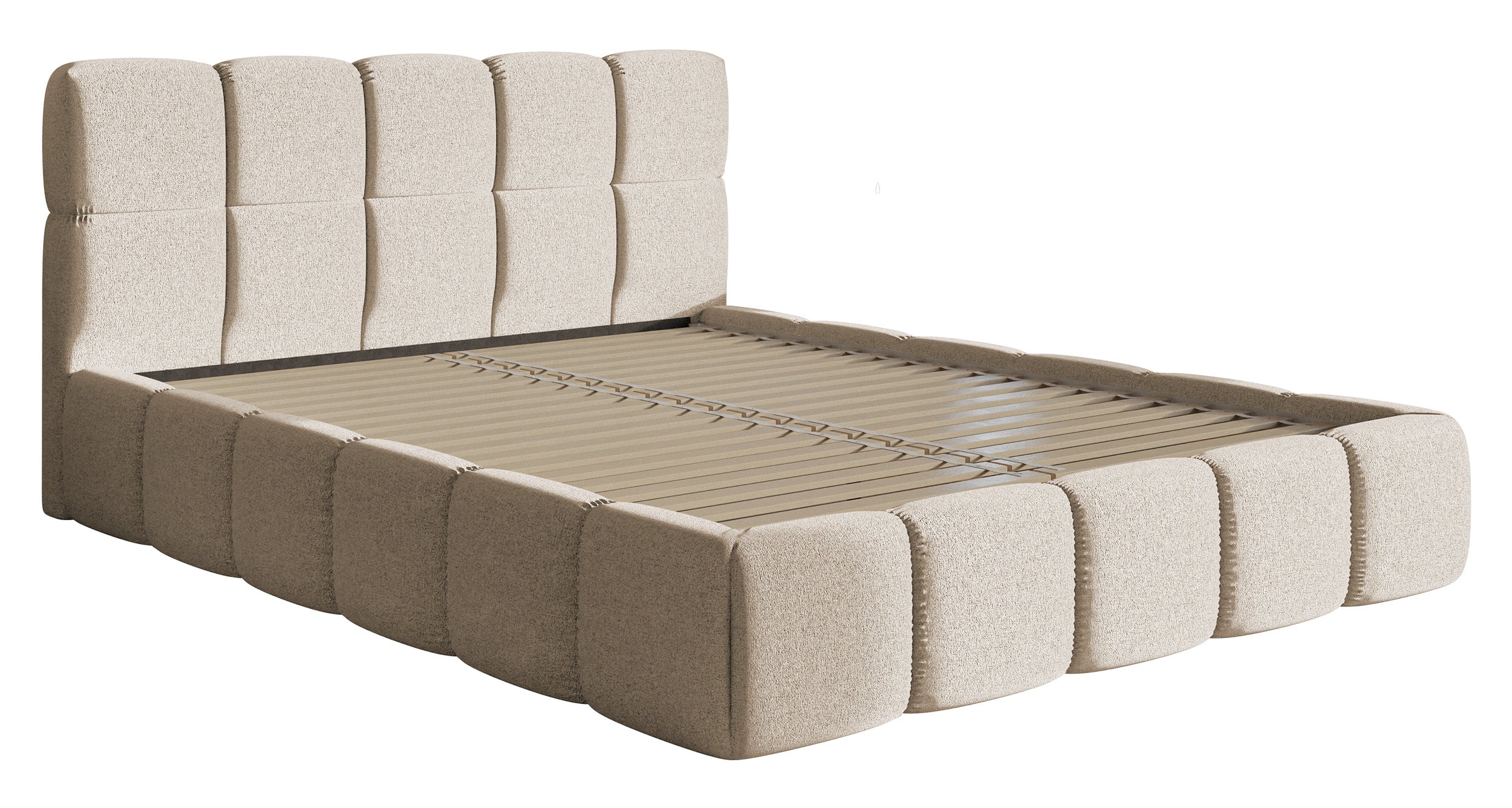 Polsterbett 120x200 cm Cloudy hellbeige Chenille wasserabweisend