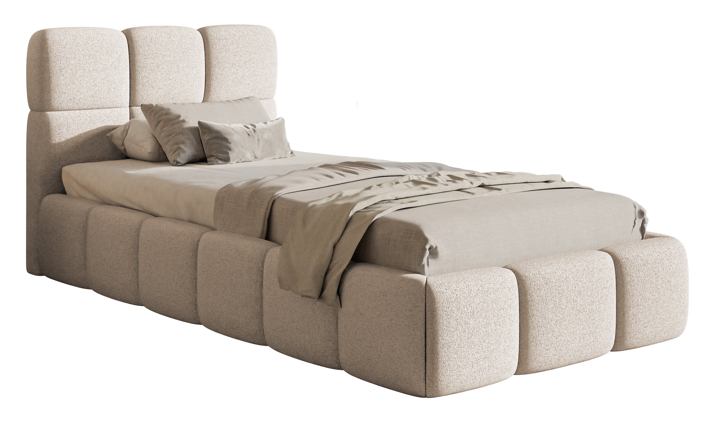 Polsterbett 90x200 cm Cloudy hellbeige Chenille hydrophob