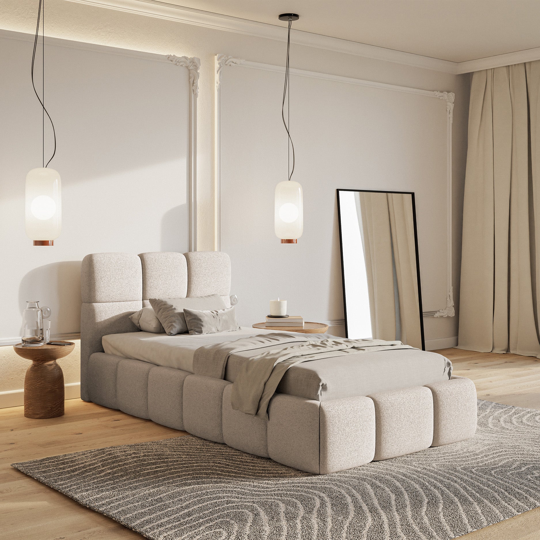 Polsterbett 90x200 cm Cloudy hellbeige Chenille hydrophob