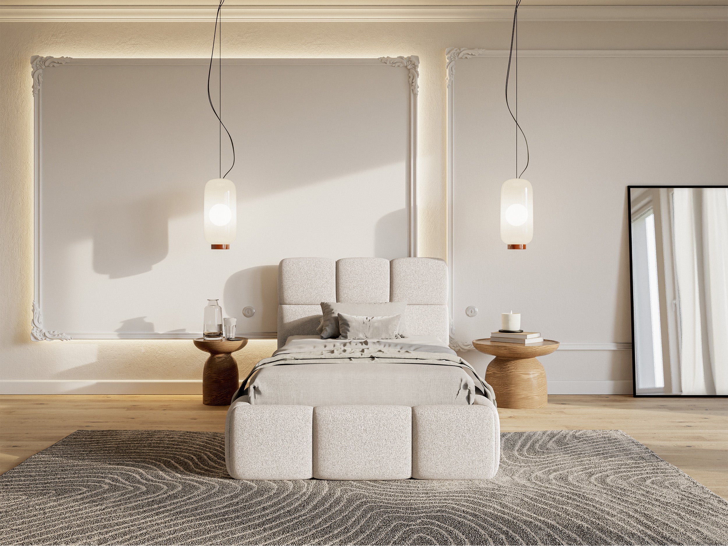 Polsterbett 90x200 cm Cloudy hellbeige Chenille hydrophob