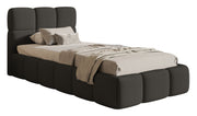 Gepolstertes Bett 90x200 cm Cloudy mit Stauraum, Metallrahmen, graphitfarben, hydrophobes Chenille