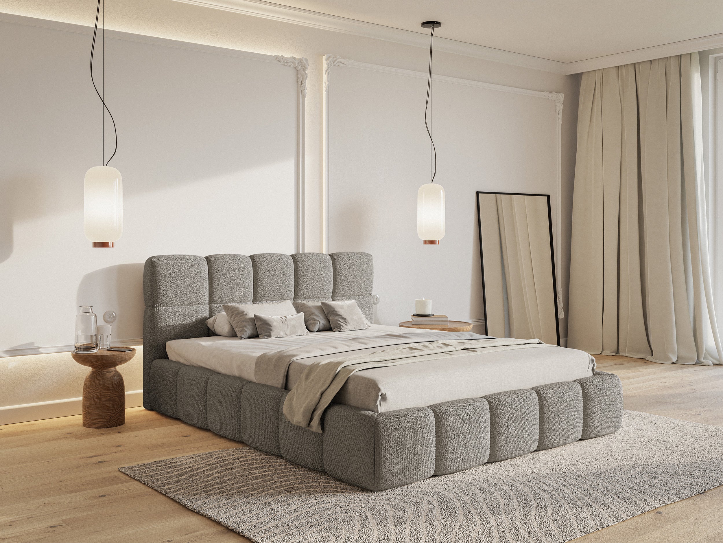 Gepolstertes Bett 140x200 cm Cloudy grau Bouclé