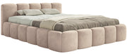 Polsterbett 120x200 cm Cloudy Low mit Stauraum, Metallrahmen, beige Velours, wasserabweisend und pflegeleicht