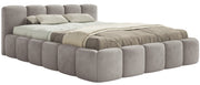 Gepolstertes Bett 120x200 cm Cloudy Low hellgrauer Velours, wasserabweisend und leicht zu reinigen