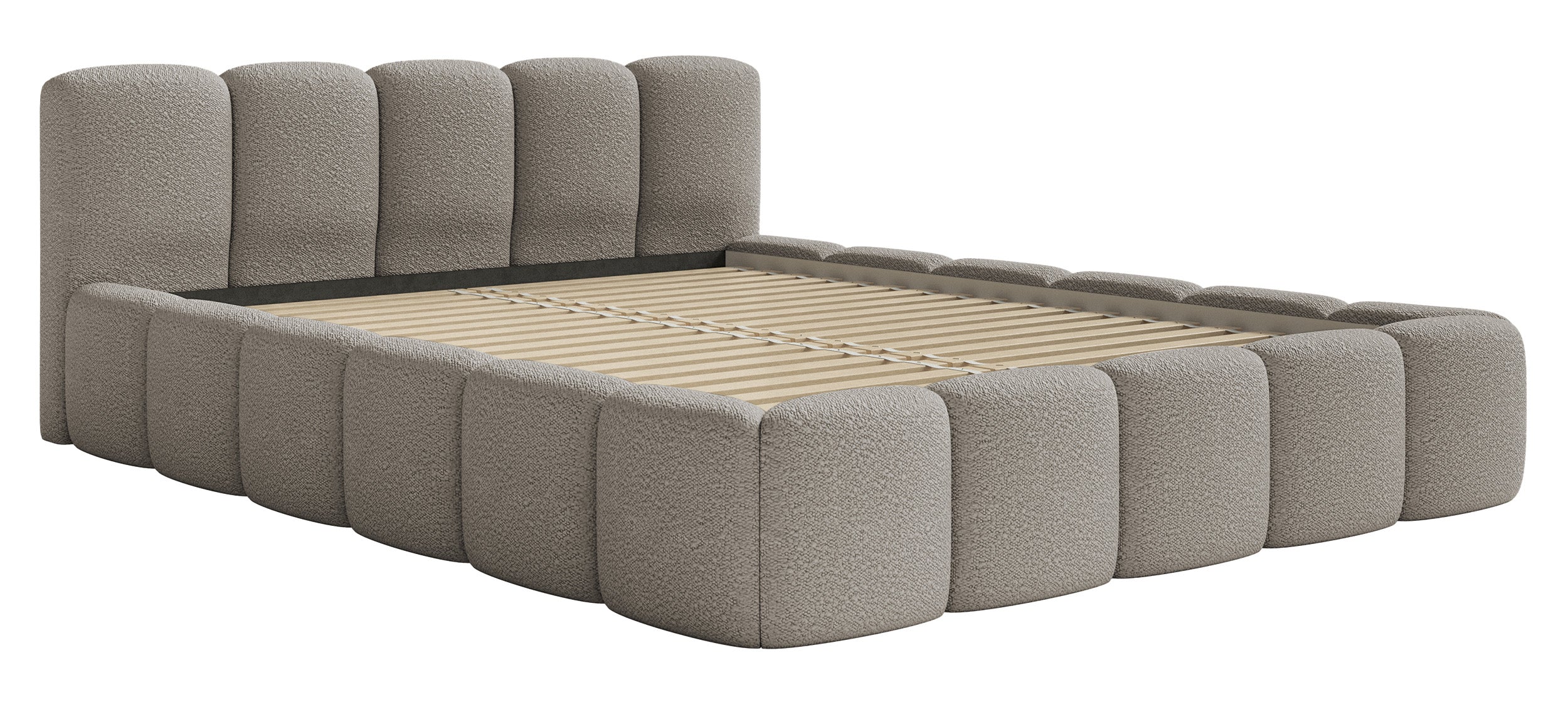 Gepolstertes Bett 120x200 cm Cloudy Low in grauem Bouclé