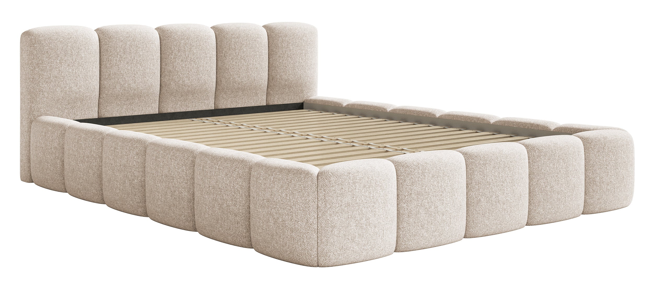 Polsterbett 120x200 cm Cloudy Low hellbeige Chenille hydrophob