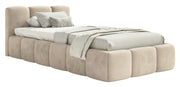 Polsterbett 90x200 cm Cloudy Low hellbeige Velours, wasserabweisend und pflegeleicht