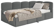 Jugendbett 90x200 cm Cloudy, rechtsseitig ausziehbar, mit dunkelgrauen Chenille-Matratzen