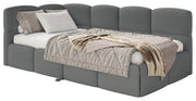 Jugendbett 90x200 cm Cloudy, links ausziehbar, mit dunkelgrauen Chenille-Matratzen