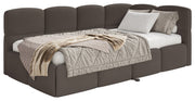 Jugendbett 90x200 cm Cloudy, rechtsseitig ausziehbar, mit Matratzen, brauner Chenille