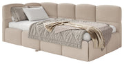 Jugendbett 90x200 cm Cloudy, links ausziehbar, mit Matratzen, beige Chenille
