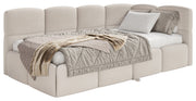 Jugendbett 90x200 cm Cloudy, ausziehbar, rechtsseitig, mit Matratzen, cremefarbener Chenille