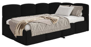 Jugendbett 90x200 cm Cloudy, rechtsseitig ausziehbar, mit Matratzen, schwarzer Velours, wasserabweisend und pflegeleicht