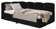 Jugendbett 90x200 cm Cloudy, ausziehbar, linksseitig, mit Matratzen, schwarzer Velours, wasserabweisend und leicht zu reinigen