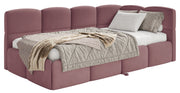 Jugendbett 90x200 cm Cloudy, rechts ausziehbar, mit Matratzen, rosa Velours, wasserabweisend und pflegeleicht
