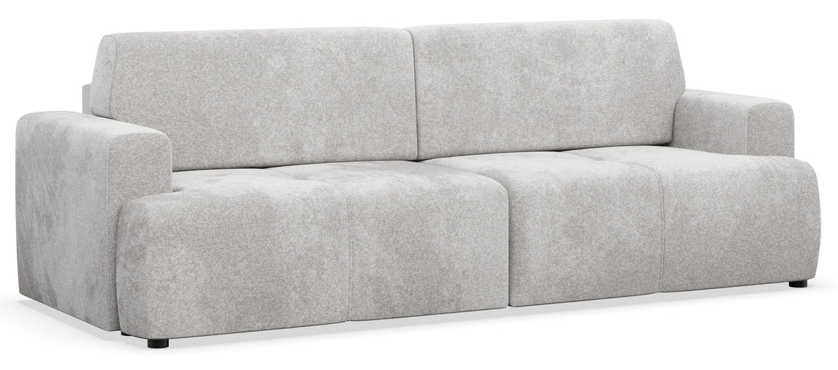 Dreisitziges Schlafsofa Cobbly mit Stauraum, grauer Chenille-Bezug