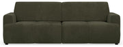 Dreisitziges Schlafsofa Cobbly mit Stauraum, olivgrüner Chenille