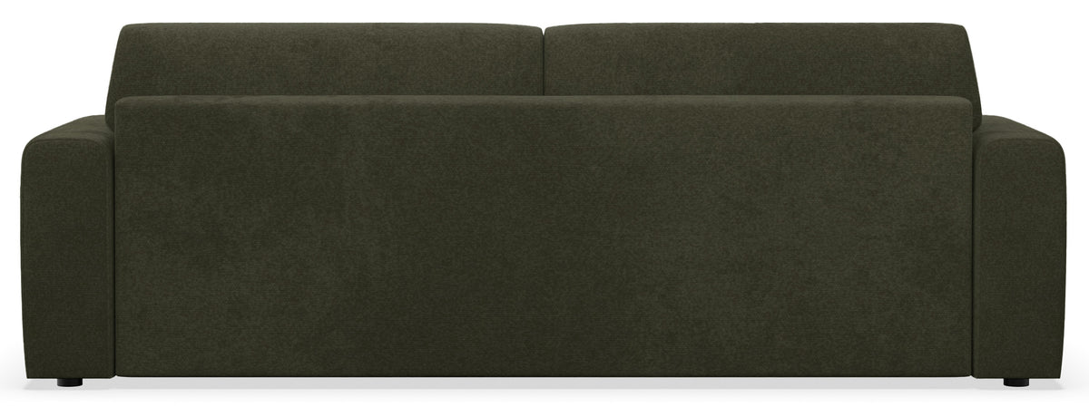 Dreisitziges Schlafsofa Cobbly mit Stauraum, olivgrüner Chenille