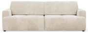Dreisitziges Schlafsofa Cobbly mit Stauraum, cremefarbener Chenille-Bezug