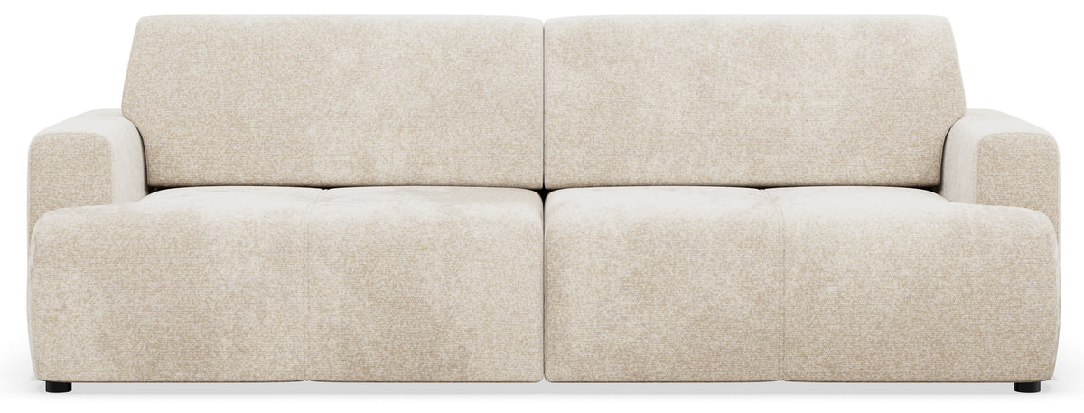 Dreisitziges Schlafsofa Cobbly mit Stauraum, cremefarbener Chenille-Bezug