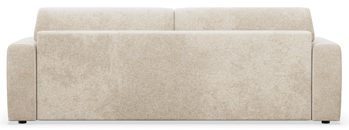 Dreisitziges Schlafsofa Cobbly mit Stauraum, cremefarbener Chenille-Bezug