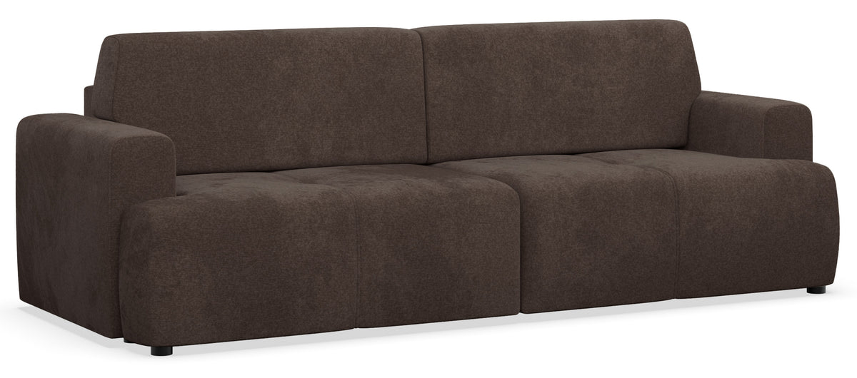 Dreisitziges Schlafsofa Cobbly mit Stauraum, brauner Chenille