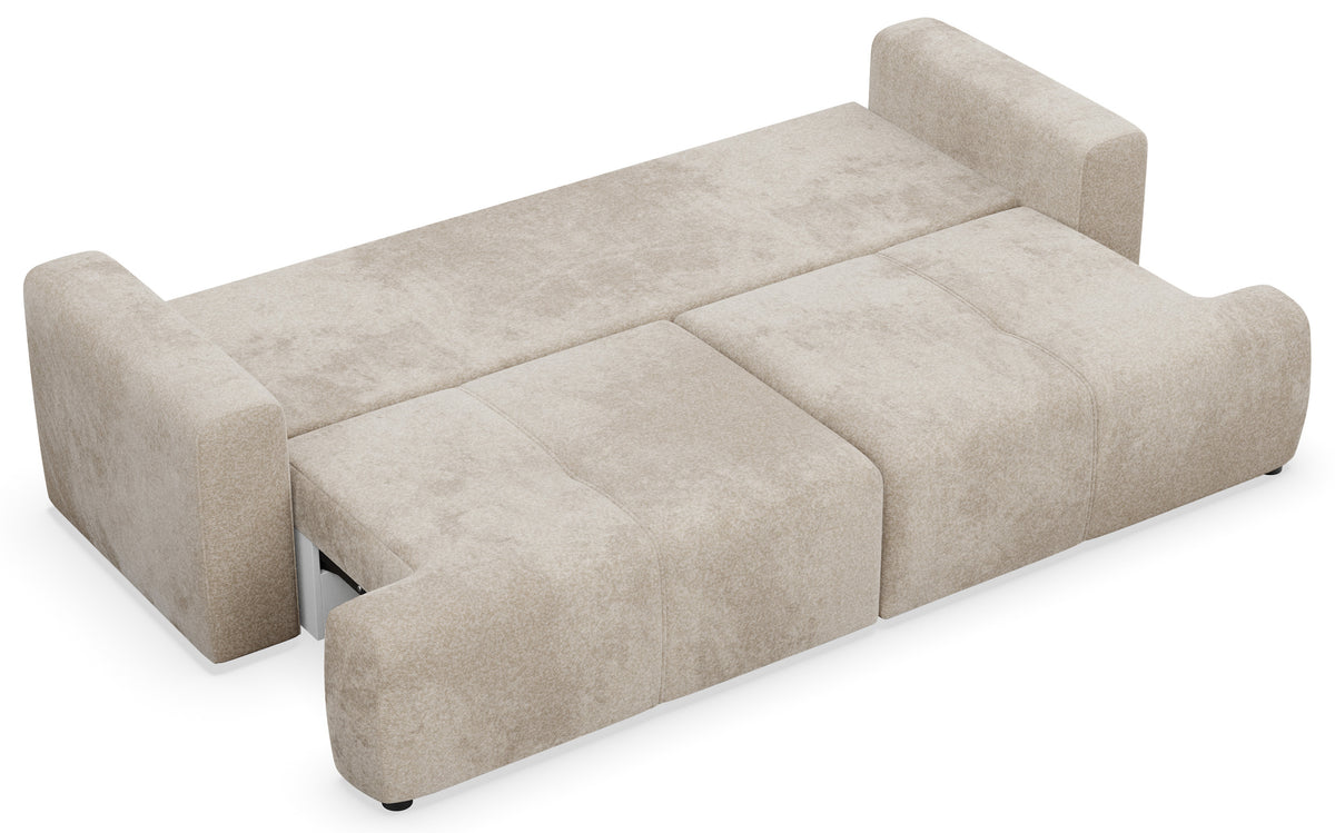 Dreisitziges Schlafsofa Cobbly mit Stauraum, beige Chenille