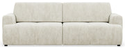 Dreisitziges Schlafsofa Cobbly mit Stauraum, cremefarbener Chenille-Bezug