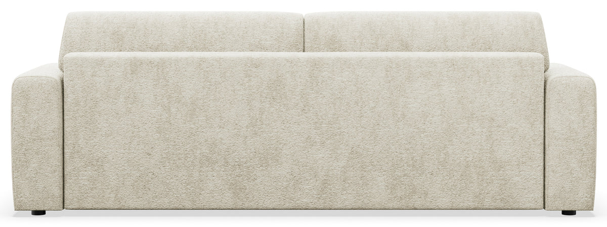Dreisitziges Schlafsofa Cobbly mit Stauraum, cremefarbener Chenille-Bezug