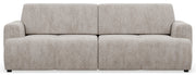 Dreisitziges Schlafsofa Cobbly mit Stauraum, grau-beiger Chenille-Bezug