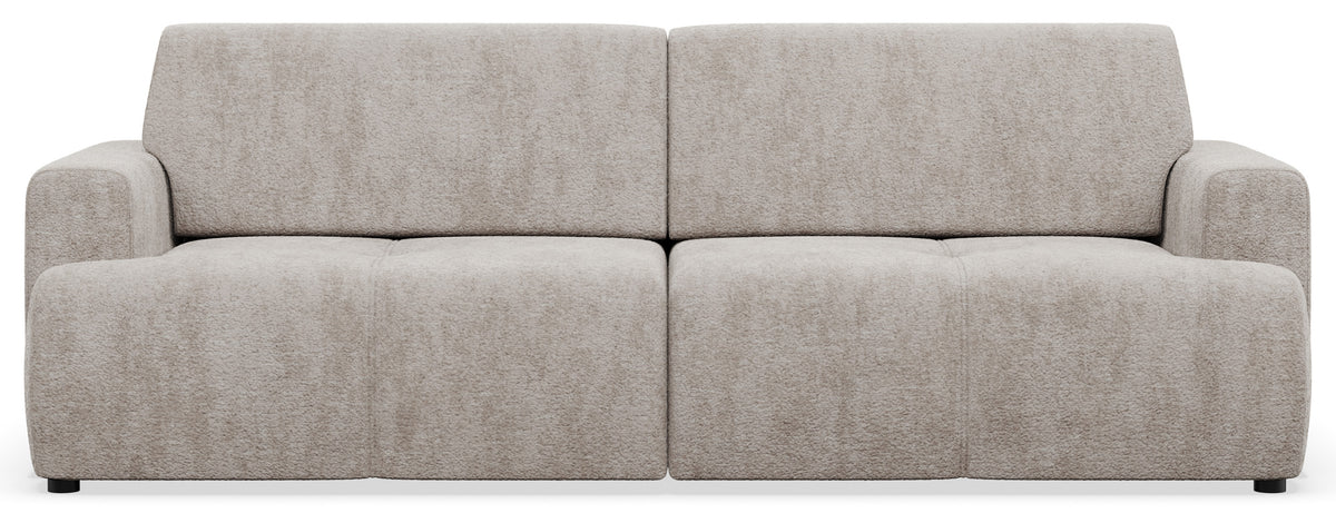 Dreisitziges Schlafsofa Cobbly mit Stauraum, grau-beiger Chenille-Bezug