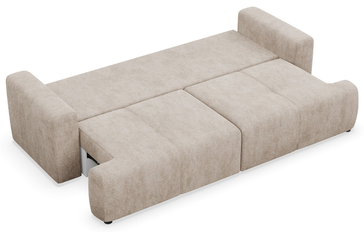 Dreisitziges Schlafsofa Cobbly mit Stauraum, beige Chenille