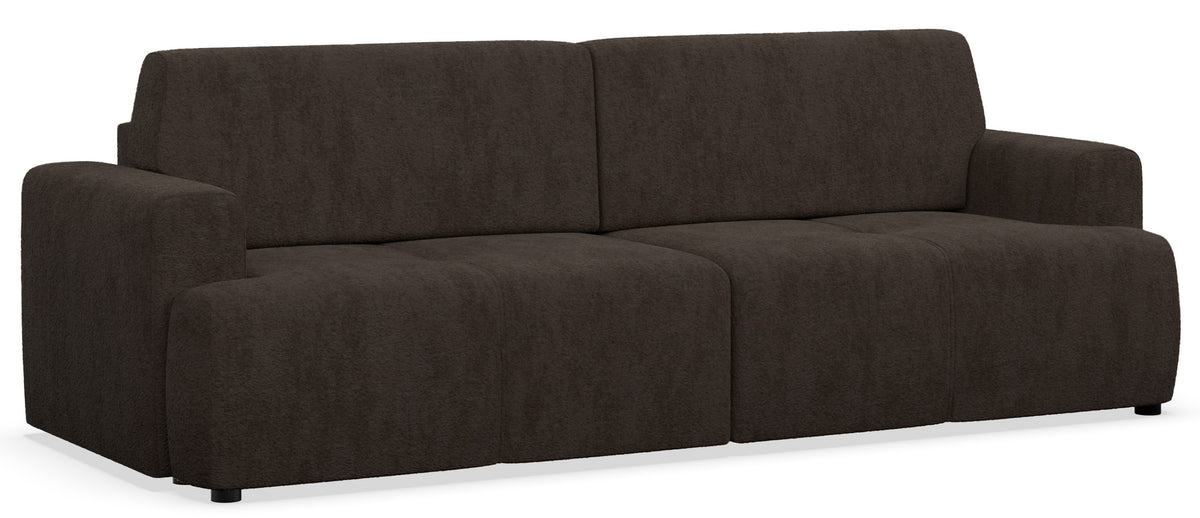 Dreisitziges Schlafsofa Cobbly mit Stauraum, brauner Chenille