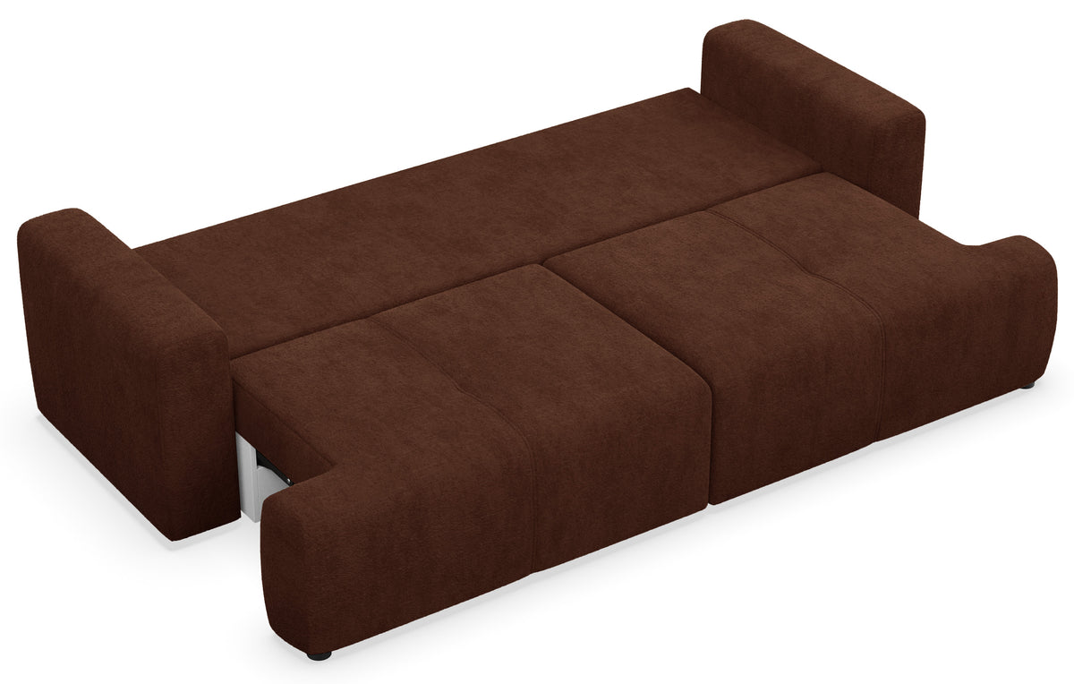 Dreisitziges Schlafsofa Cobbly mit Stauraum, kupferfarbenes Chenille