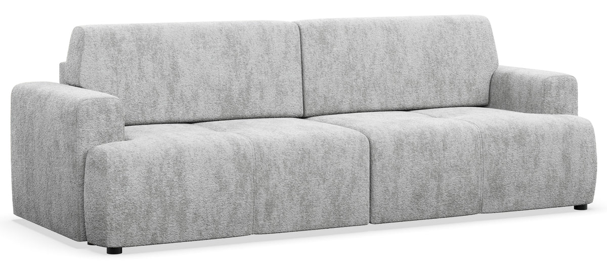 Dreisitziges Schlafsofa Cobbly mit Stauraum, grauer Chenille-Bezug