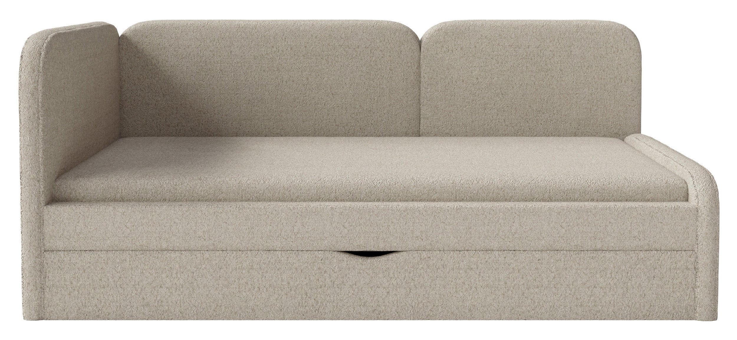Jugendbett 90x200 cm Cuddy linksseitig mit Matratze und Stauraum, beige Plüsch, wasserabweisend